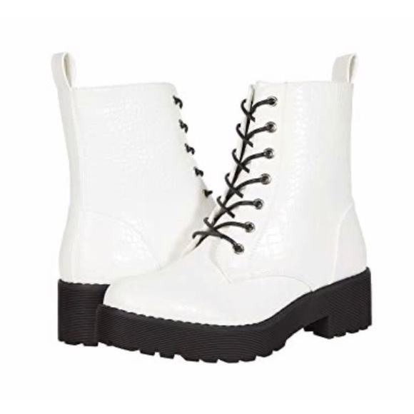 Dirty Laundry Mazzy Combat Boots - White Croco
